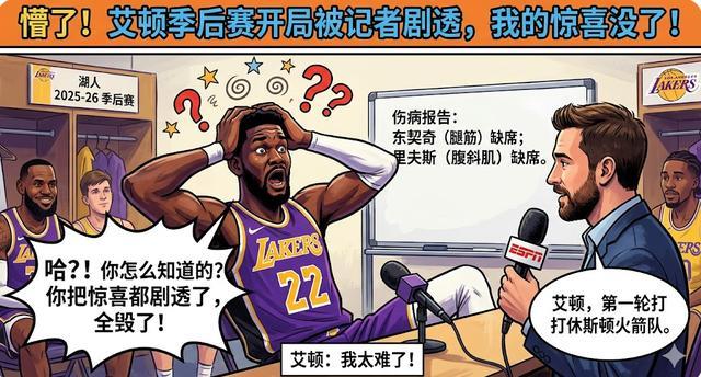 开云-两耳不闻窗外事，一心只打圣贤球！艾顿竟不知湖人季后赛对手是谁